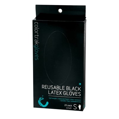 Colortrak Reusable Black Latex Gloves- 20 pk Small
