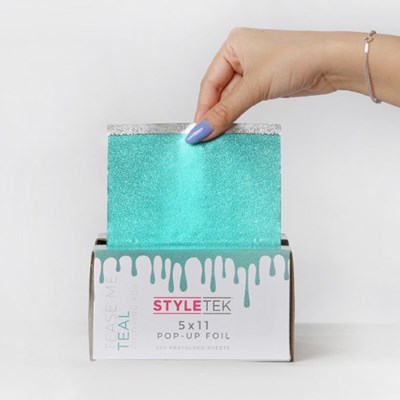 STYLETEK Pop Up Foil Embossed Heavy- Tease Me Teal 500 ct. 5 inch x 11 inch