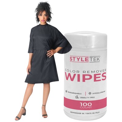 STYLETEK Cape + Color Wipes Kit 2 pc.