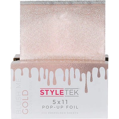 STYLETEK Pop Up Foil Embossed Heavy- Blush Me Gold 500 ct. 5 inch x 11 inch