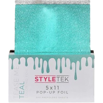 STYLETEK Pop Up Foil Embossed Heavy- Tease Me Teal 500 ct. 5 inch x 11 inch